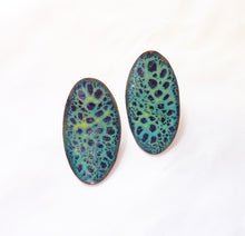 Load image into Gallery viewer, Enamel Butterfly Print Oval Post Earrings