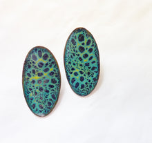 Load image into Gallery viewer, Enamel Butterfly Print Oval Post Earrings