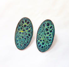 Load image into Gallery viewer, Enamel Butterfly Print Oval Post Earrings