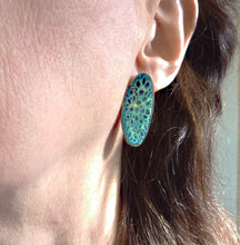 Load image into Gallery viewer, Enamel Butterfly Print Oval Post Earrings