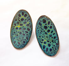 Load image into Gallery viewer, Enamel Butterfly Print Oval Post Earrings