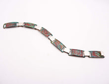 Load image into Gallery viewer, Swirl and Feather Enamel and Sterling Silver Link Bracelet