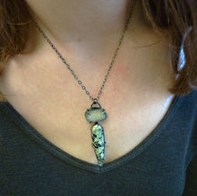 Load image into Gallery viewer, Moroccan Azrou Plume Agate and Onyx Druzy Necklace