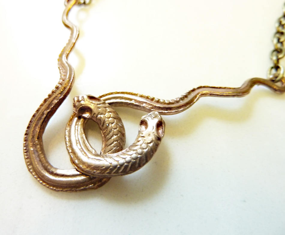 Medusa Entwined Snakes Necklace, Bronze or Sterling Silver