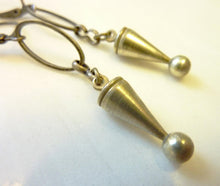 Load image into Gallery viewer, Ball and Cone Earrings, Vintage Solid Brass