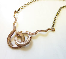 Load image into Gallery viewer, Medusa Entwined Snakes Necklace, Bronze or Sterling Silver