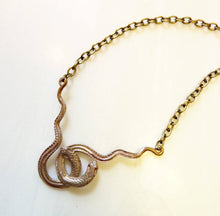 Load image into Gallery viewer, Medusa Entwined Snakes Necklace, Bronze or Sterling Silver