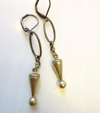 Load image into Gallery viewer, Ball and Cone Earrings, Vintage Solid Brass