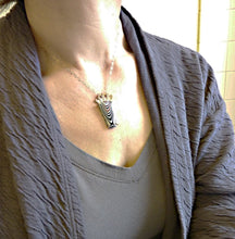 Load image into Gallery viewer, Fordite Crown Pendant Necklace, Rare Detroit Agate, Art Deco Crown