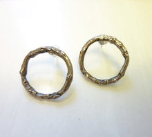 Load image into Gallery viewer, Linden Twig Hoop Earrings, Oxidized Bronze or Sterling Silver