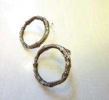 Load image into Gallery viewer, Linden Twig Hoop Earrings, Oxidized Bronze or Sterling Silver