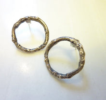 Load image into Gallery viewer, Linden Twig Hoop Earrings, Oxidized Bronze or Sterling Silver