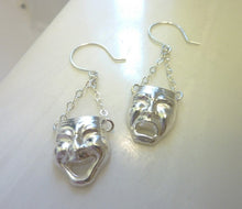 Load image into Gallery viewer, Comedy Tragedy Earrings, Bronze or Sterling Silver Theater Masks