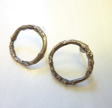 Load image into Gallery viewer, Linden Twig Hoop Earrings, Oxidized Bronze or Sterling Silver