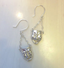 Load image into Gallery viewer, Comedy Tragedy Earrings, Bronze or Sterling Silver Theater Masks