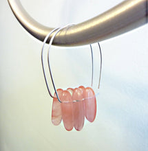 Load image into Gallery viewer, Cerise Earrings, Cherry Quartz Nuggets, Hammered Sterling Silver Hoops