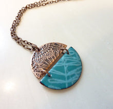 Load image into Gallery viewer, Pluma Pendant, Copper Necklace, Glass Enamel