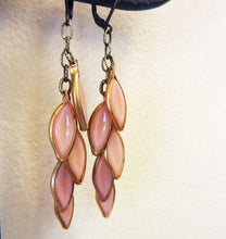 Load image into Gallery viewer, Cascading Leaves Earrings, Dusty Rose Pink Leaf Earrings