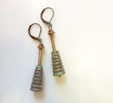 Load image into Gallery viewer, Carnelian Beehive Earrings, Czech Picasso Glass Beads, Art Deco