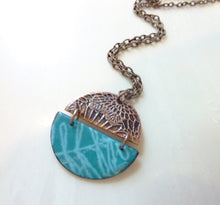 Load image into Gallery viewer, Pluma Pendant, Copper Necklace, Glass Enamel