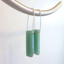 Load image into Gallery viewer, Aventurine Column Earrings, Sterling Silver Hoop Earrings