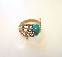 Load image into Gallery viewer, Turquoise Gemstone Ring in Bronze, Sea Lace Turquoise Ring