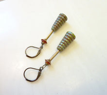 Load image into Gallery viewer, Carnelian Beehive Earrings, Czech Picasso Glass Beads, Art Deco