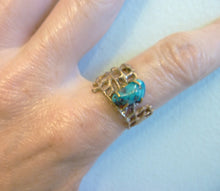 Load image into Gallery viewer, Turquoise Gemstone Ring in Bronze, Sea Lace Turquoise Ring