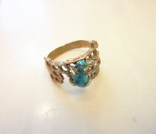 Load image into Gallery viewer, Turquoise Gemstone Ring in Bronze, Sea Lace Turquoise Ring