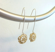 Load image into Gallery viewer, Little Lace Circle Earrings, Sterling Silver or Bronze