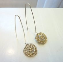Load image into Gallery viewer, Little Lace Circle Earrings, Sterling Silver or Bronze