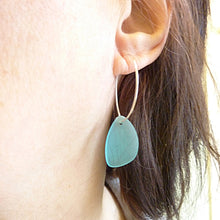 Load image into Gallery viewer, Sea Glass Silver Large Hoop Earrings