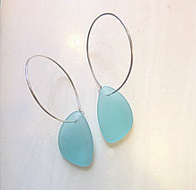 Load image into Gallery viewer, Sea Glass Silver Large Hoop Earrings