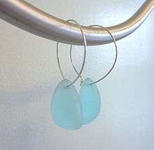 Load image into Gallery viewer, Sea Glass Silver Large Hoop Earrings