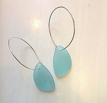 Load image into Gallery viewer, Sea Glass Silver Large Hoop Earrings