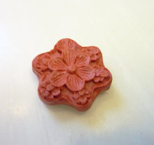 Load image into Gallery viewer, Cinnabar Flower Bead, Asian Carved Floral Bead