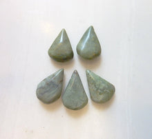 Load image into Gallery viewer, Green Jasper Flat Teardrop Beads, Side Drilled, Olive Green, Lots of 10 Loose Beads