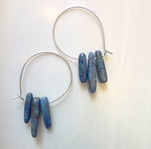 Load image into Gallery viewer, Lapis Lazuli and Sterling Silver Hoop Earrings