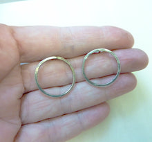 Load image into Gallery viewer, Hammered Silver Ring Earrings, Stud Post Earrings