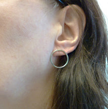 Load image into Gallery viewer, Hammered Silver Ring Earrings, Stud Post Earrings
