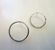 Load image into Gallery viewer, Hammered Silver Ring Earrings, Stud Post Earrings