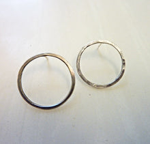 Load image into Gallery viewer, Hammered Silver Ring Earrings, Stud Post Earrings