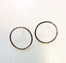 Load image into Gallery viewer, Hammered Silver Ring Earrings, Stud Post Earrings