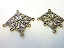 Load image into Gallery viewer, Antique Brass Filigree Connector, Multi Strand Jewelry Supplies, Lot of 2