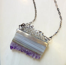Load image into Gallery viewer, Amethyst Slice Sea Lace Pendant, Sea Fan Coral