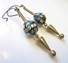 Load image into Gallery viewer, Abalone Mosaic Dangle Earrings, Abalone Beads