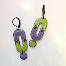 Load image into Gallery viewer, Double U Earrings, Copper Glass Enamel