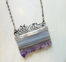 Load image into Gallery viewer, Amethyst Slice Sea Lace Pendant, Sea Fan Coral