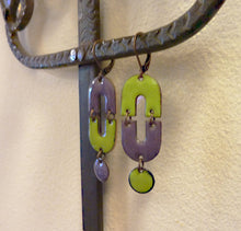 Load image into Gallery viewer, Double U Earrings, Copper Glass Enamel