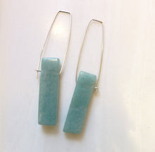 Load image into Gallery viewer, Aventurine Column Earrings, Sterling Silver Hoop Earrings